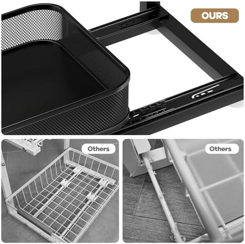 1 Pack-16"D Under Sink Storage Organizer with 2-Tier Slide Out Drawer, Sophisticated Mesh Pull Out Shelf for Kitchen & Bathroom, Fits Small Items, Upgraded Arched Track for Smooth Gliding-Black - Image 3
