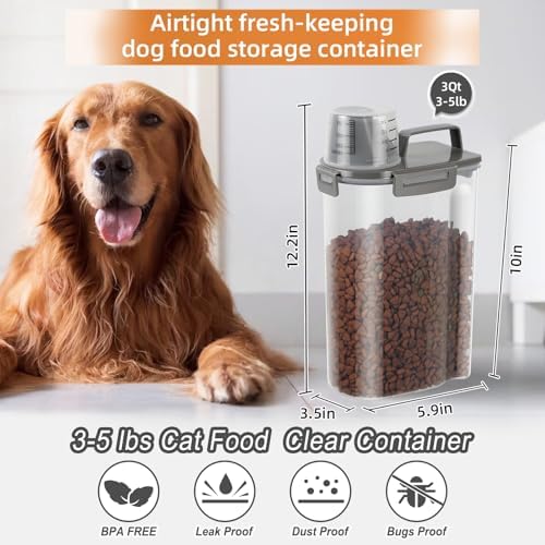 3-5Lbs Airtight Small Dog Cat Pet Food Storage Container (Olive Gray 2Pack） - Image 5