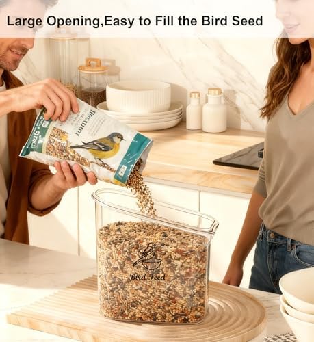 Bird Seed Storage Container Portable-3 Qt/2.8 L Clear Pet Food Container-with Measuring Cup/Lid,Airtight Wild Bird Seed Dispenser for Storing Sunflower Seed|Squirrel proof|BPA Free-Green - Image 5