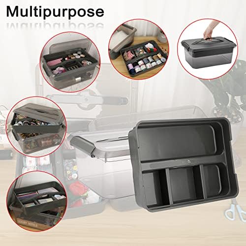 BTSKY Stack & Carry Box Clear Plastic Storage Container with Removable Tray - Image 2