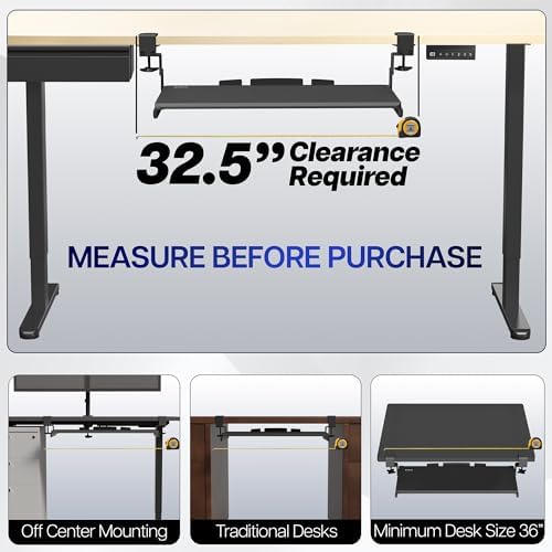 VIVO White Clamp-on 27 x 11 in Adjustable Keyboard Tray, MOUNT-KB05HW - Image 3