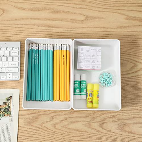 3 Pack White Plastic Drawer Organizer Tray Cutlery Utensil Makeups Drawer Organizers 9" X 6" - Image 4