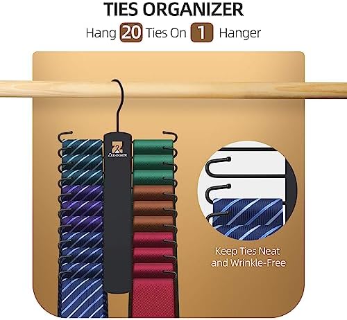 ZEDODIER 2 Pack Tie Hanger, Tie Organizer for Closet, Holds 40 Ties - Image 2