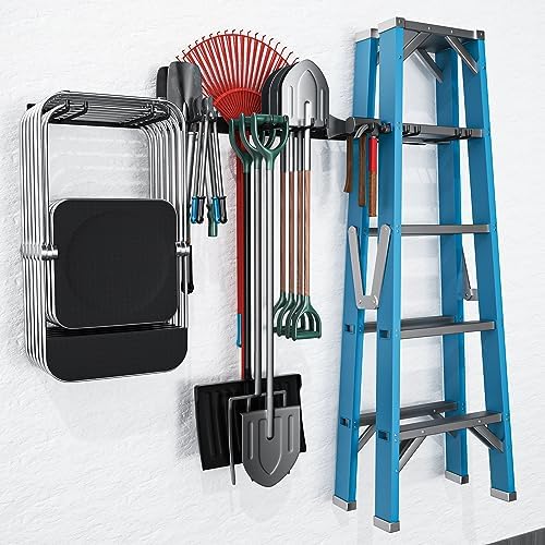 MOOMSINE Folding Chair Storage Rack Wall Mount, Garden Tool Hanger for Garage Organization, Patio, Beach & Camping Chairs Organizer Hooks, Holds 480 lbs - 4 Pack - Image 2
