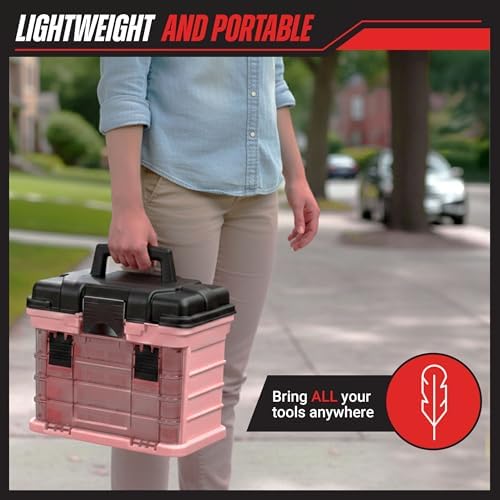 Stalwart Portable Tool Box for Women or Men, Pink, 10 x 7 x 10.5in - Image 5
