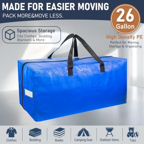 6 Pack Extra Large Moving Bags with Reinforced Handles for Dorm Room - Image 5