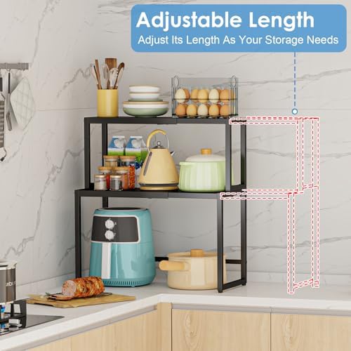 2 Pack Expandable Cabinet Countertop Shelves (Small + Large), Heavy Duty Metal Shelves Organizers For Kitchen Cabinet Countertop Storage, Adjustable Storage Shelf Organizer For Kitchen Cabinet Pantry - Image 4
