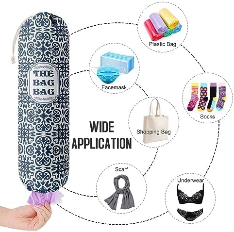 HiLus Bag Holder, Blue Fabric Grocery Bags Holder Organizer, Wall Mount Plastic Bags Storage Container Dispenser, Kitchen Storage & Organization Product Accessories - Image 4