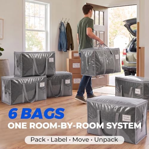 6 Pack Heavy Duty Moving Bags, Extra Large with Handles, Gray - Image 7