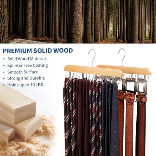 Belt Hanger for Closet, 2 Pack Closet Organizers, Natural - Image 5