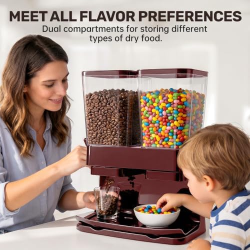2 Pack Cereal Dispenser Countertop, Double 3L Airtight, Red - Image 4
