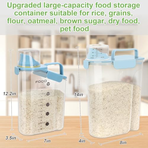 Airtight Rice Container 5-10Lbs, 5Qt Flour Storage Bin BPA-free-Sky blue - Image 2