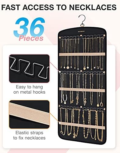 BAGSMART Hanging Jewelry Organizer, Necklace Holder 1 Piece, Large, Black - Image 2