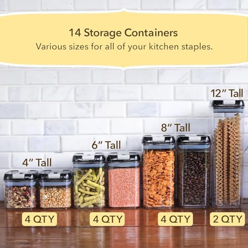 Simply Gourmet Airtight Food Storage Containers with Lids – 14 Piece Assorted Size Kitchen Pantry Organization Set, BPA-Free Clear Plastic, Stackable Containers for Cereal, Flour, Sugar, Rice, Snacks - Image 4