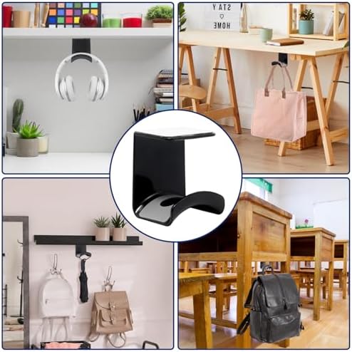Black Headphone Stand Hanger,Hanging Headset Holder Hook Under Desk - Image 5