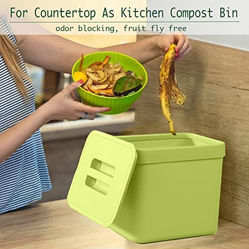LALASTAR 1.8 Gallon Hanging Trash Can, Green, Plastic, Compost Bin Indoor Kitchen Sealed, Small Trash Can with Lid, Mountable - Image 3