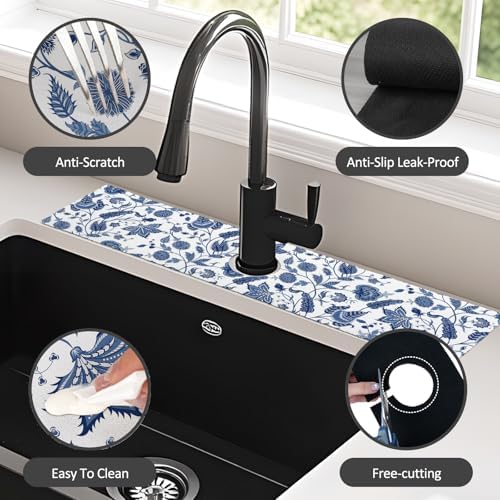 24" X 5.5" Kitchen Sink Splash Guard Faucet Mat Flora Super Absorbent Fast Drying Faucet Guard & Draining Mat Sink Splash Guard Behind Faucet for Kitchen, Bathroom - Image 6