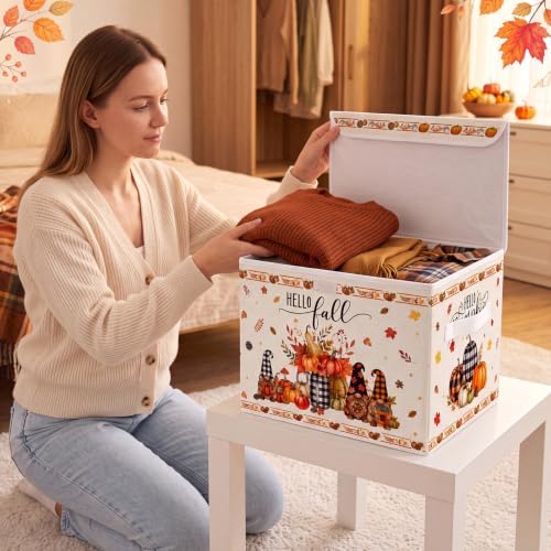 Briwooody Fall Storage Bin with Lid and Carrying Handle Gnome Storage Box - Image 4
