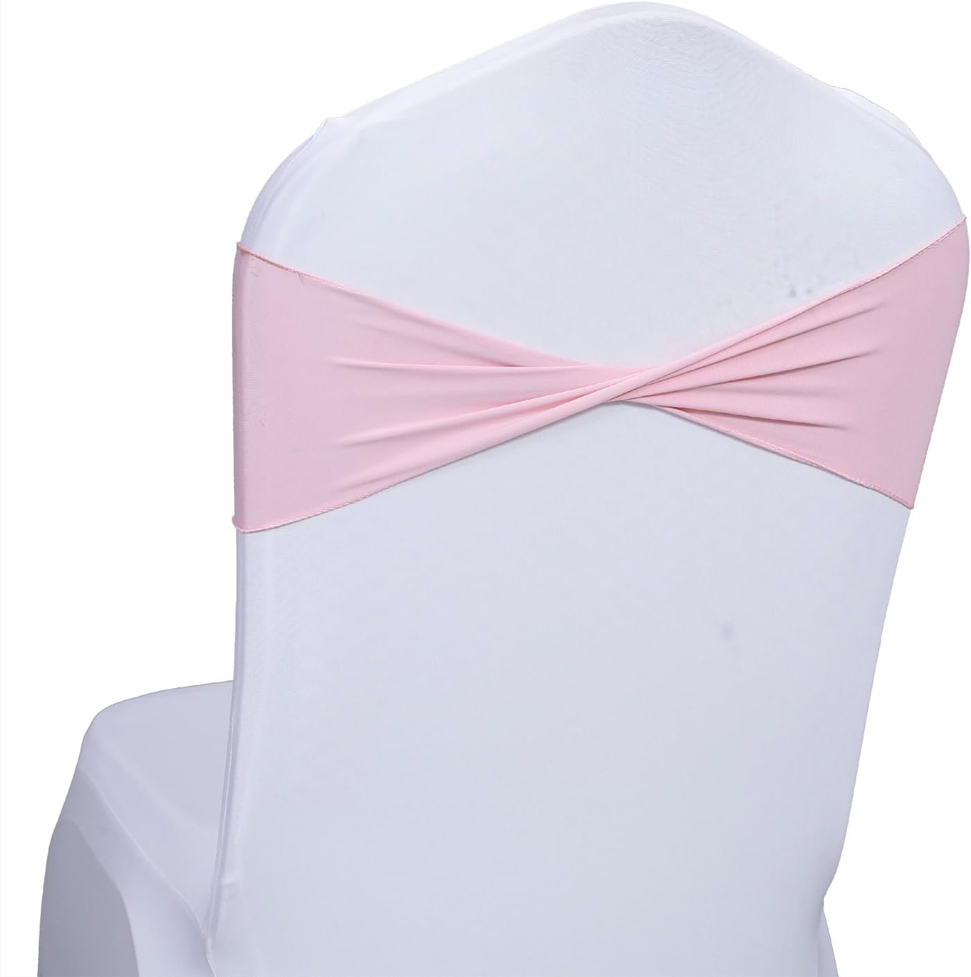 MDS Pack of 250 Spandex Chair Sashes Bows Elastic Stretch Dining Chair Bands Ties Without Slider Buckle Universal fits for Wedding Baby Shower Birthday Party Banquet Event Decoration - Blush Pink