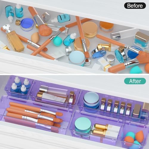 9 Pack Clear Drawer Organizer Set, Drawer Storage Trays, Storage Bins - Image 4