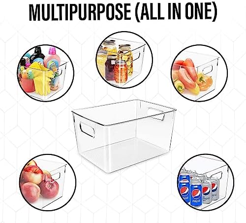 Clear storage organizer bins, Kitchen Cabinet Organizers and Storage Baskets Pantry Fridge Containers for Organizing Cabinet Organization Perfect for, Foods, Snacks, Chips, Vitamin, Spices, Makeup - Image 6