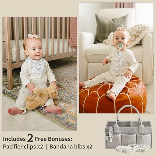 PUTSKA Baby Diaper Caddy Organizer, Felt Nursery Basket, Gray, Large Set - Image 6