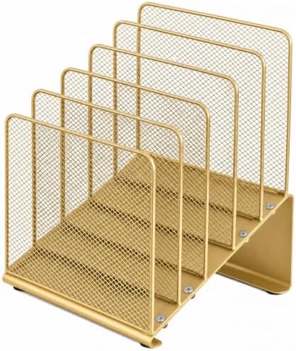 LEKETREE File Organizer for Desk, File Folder Organizer with 5-Section Vertical Rack, Suitable for Home Office Document Organization and Storage(Gold) by Stylishworkspaceeffortlessorganization