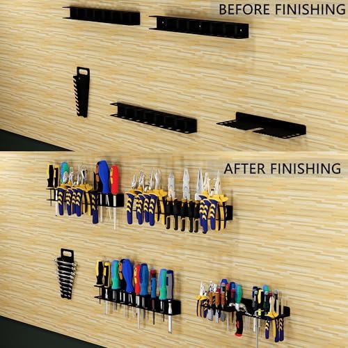 Screwdriver Organizer, Pliers Rack, Hammer Holder, Heavy Duty Wall Mounted Tool Storage Rack, Hand Tools Organizer, Metal Organizer for Garage Workshop, Garage Tool Organizer Wall Mount, 15.75 Inch - Image 5