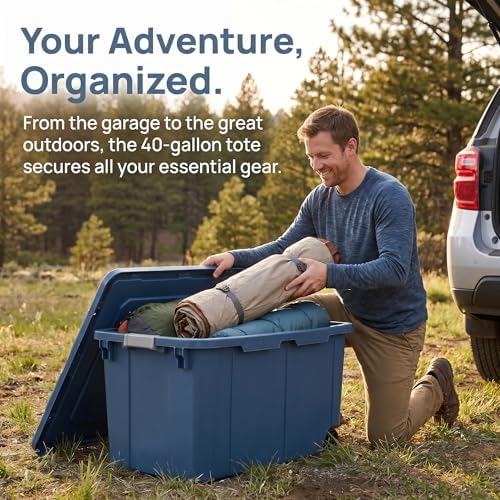 2 Pack 40 Gallon Industrial Storage Bin with Wheels and Pull Handle - Image 3