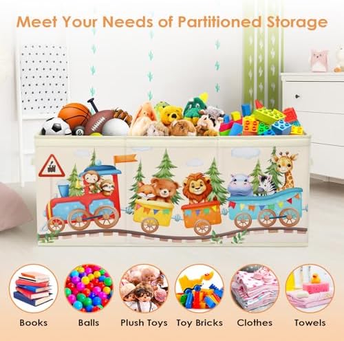 decalsweet Large Toy Box Collapsible Chest Organizer with Flip Lid for Kids - Image 4