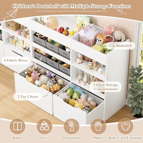BOTLOG Kids Toy Storage Organizer with Bookshelf and 2 Rolling Drawers - Image 3