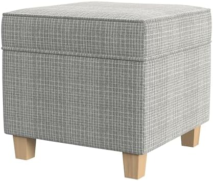 HomePop 18" Classic Square Storage Ottoman - Sage Mini Grid Pattern - Image 5