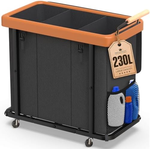 Laundry Hamper 3 Section with Lid,230L Rolling Dirty Clothes Hamper Black by Unlockyourhomestoragelife