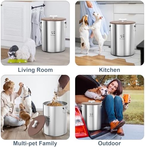 Paw Libero 25 Lbs Stainless Steel Dog Food Storage Container with Airtight Wooden Lid & Ceramic Bone Handle, Large Metal Dog Food Bin for Dogs & Cats, Keep Fresh, Easy to Clean - Image 5