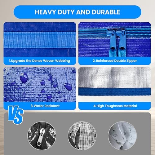 Simple Deluxe 4 Pack Moving Bags, Heavy Duty Storage Totes with Lids, Sturdy Handles& Zipper, Moving Boxes Alternative, Extra Large, for Clothes Packing, Moving Supplies, Blue - Image 2