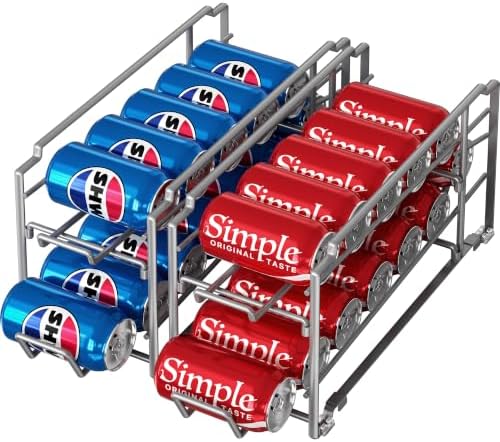Simple Houseware 2-Pack Stackable Beverage Soda Can Dispenser Rack, Silver by SimpleHouseware