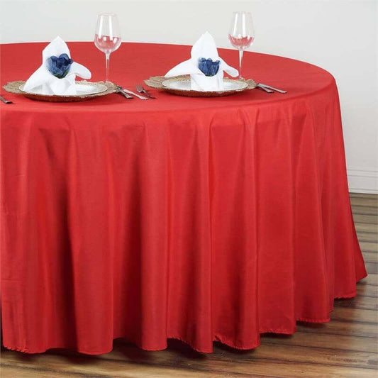 Efavormart Round Tablecloth, 108 Inch Stain & Wrinkle Resistant Washable Table Cloth, Decorative Polyester Fabric Table Cover for Banquet, Wedding, Dining- Red