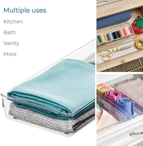 iDesign 4-Piece Kitchen Drawer Organizer Set, Clear - Image 2