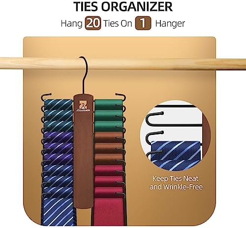 ZEDODIER 2 Pack Tie Hanger, Tie Organizer for Closet, Holds 40 Ties - Image 2