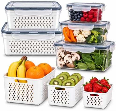5 Pack Large Fruit Storage Containers for Fridge, Produce Storage Container by Unknown
