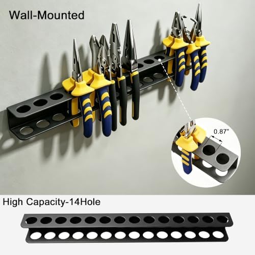 Screwdriver Organizer, Pliers Rack, Heavy Duty Wall Mounted Tool Storage Rack, Hand Tools Organizer, Metal Organizer for Garage Workshop, Garage Tool Organizer Wall Mount, 15.75 Inch - Image 2