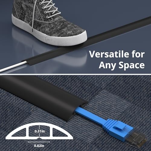 ZhiYo 3.6ft Floor Cord Cover, Cable Cavity 0.6" W x 0.3" H, Black - Image 7