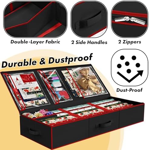 Simple Houseware 41.5" Wrapping Paper Organizer, Fits 40 Rolls, Black - Image 3