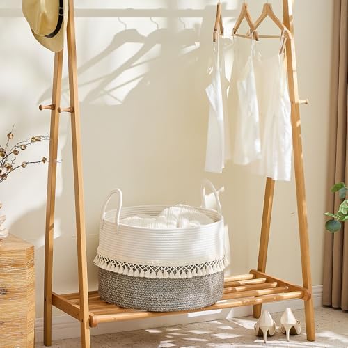 KAKAMAY Large Blanket Basket with Handles, Storage Basket for Living Room - Image 3