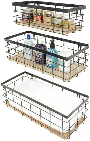 ShabbyDecor Metal Wire Basket for Kitchen Cabinets,Pantry,Bathroom,Set of 3 - Image 3