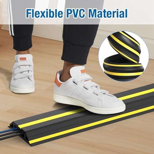 Eapele 10 ft Floor Cable Cover Protector, Heavy Duty PVC Duct Easy to Unroll, Prevent Trip Hazard for Outdoor Settings (2pcs) - Image 6