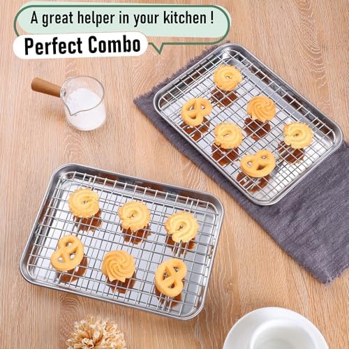 Homikit Toaster Oven Pan with Rack Set (2 Baking Sheet+2 Rack), 9 x 7 Inch - Image 6