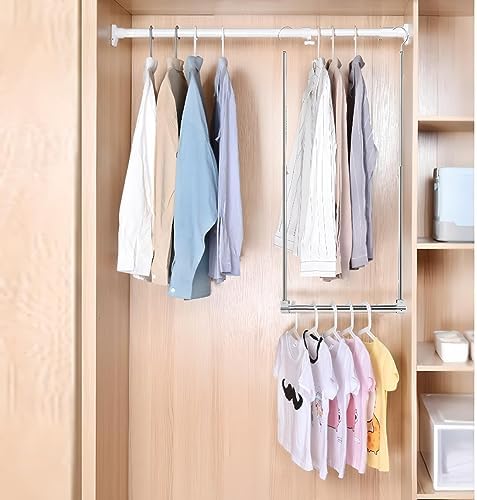 Adjustable Hanging Closet Rod, Extender Hanging Rod, Closet Hanging Organizer, Heavy Duty Closet Bar, Hanging Rod (1 Pack, Chrome) - Image 4