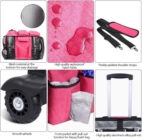 Rolling Cleaning Caddy Bag Built-in Hard Plastic Sheet Detachable Trolley - Image 6