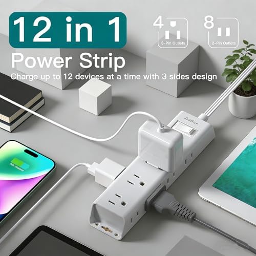 Power Strip Surge Protector with 12 Outlets, Flat Plug Extension Cord 6FT - Image 2